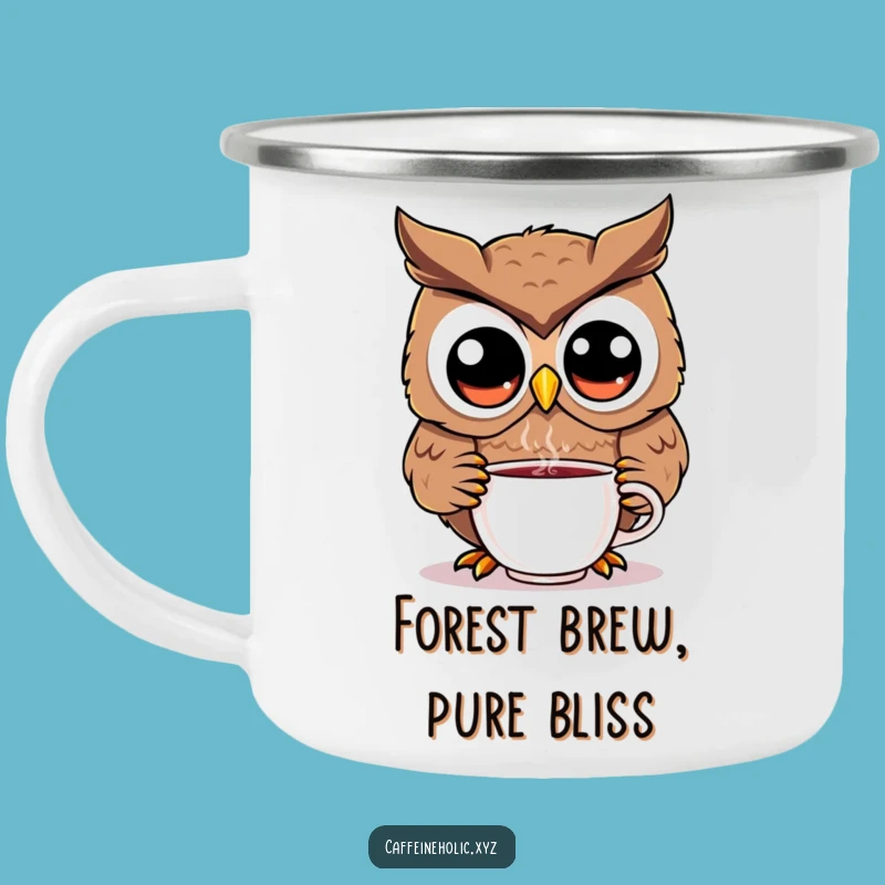 Funny Kawaii Owl Enamel Camping Mug: Sip Adventure in Style