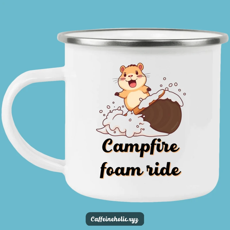 Funny Capybara Camping Mug: Hilarious Coffee Surfing Enamel Cup for Outdoor Relaxation