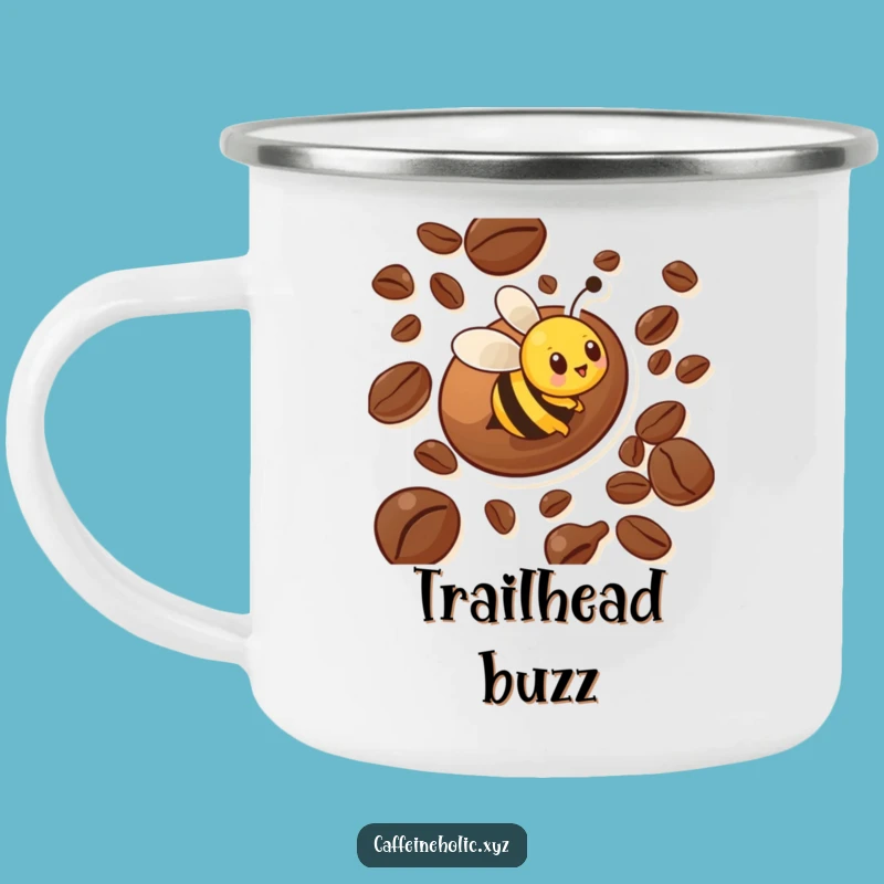 Funny Bee Camping Mug: Hilarious Coffee Buzz Enamel Cup for Outdoor Adventures