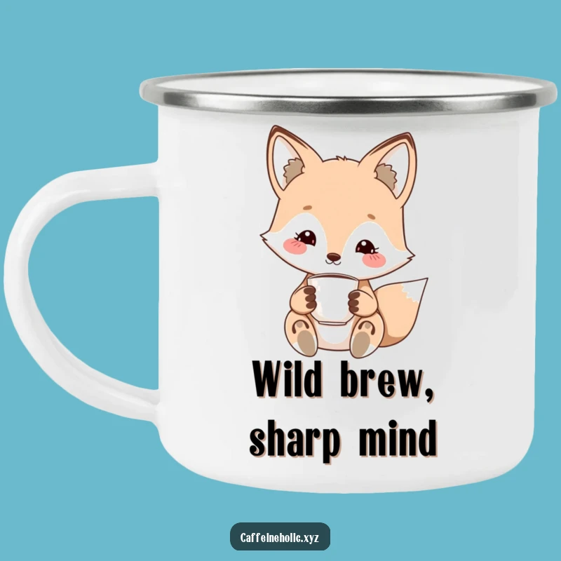Funny Kawaii Fox Enamel Camping Mug: Sip Adventure with Style