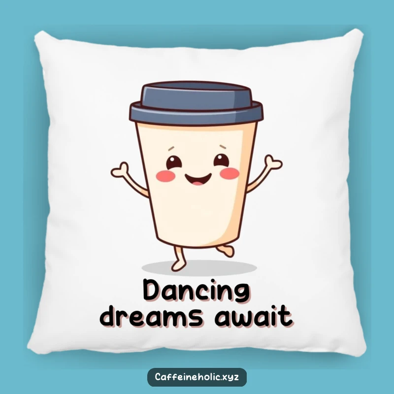 Funny Coffee Dance Pillow: Cozy Smiling Cup Cushion, Perfect Gift