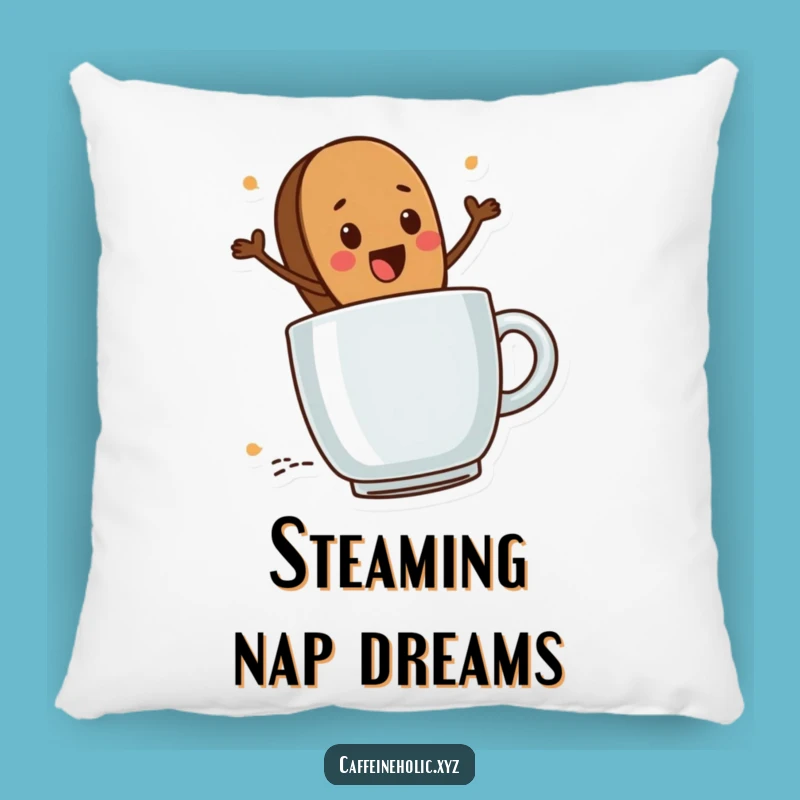 Funny Coffee Bean Pillow: Cozy Steaming Mug Cushion, Perfect Gift