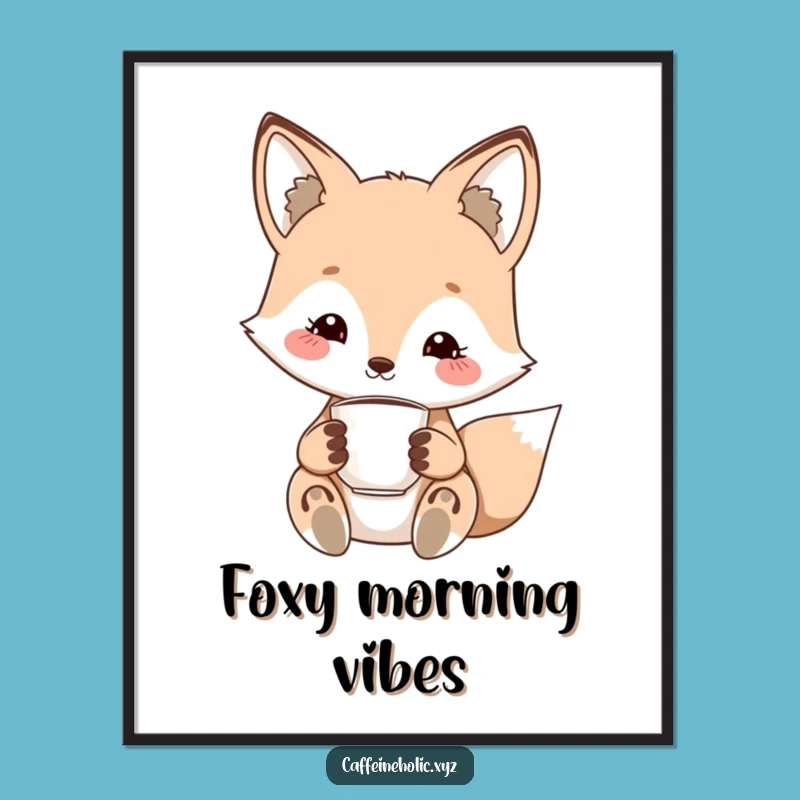 Printable Funny Kawaii Fox Art: Add Charming Espresso Vibes