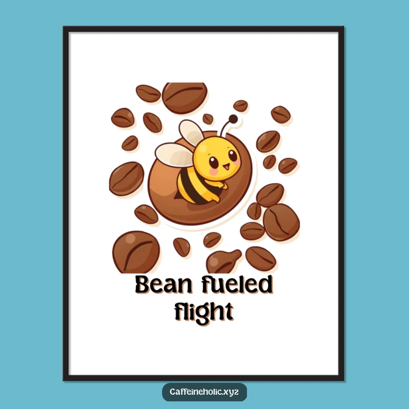 Funny Bee Digital Art: Hilarious Coffee Bean Print for Instant Energy