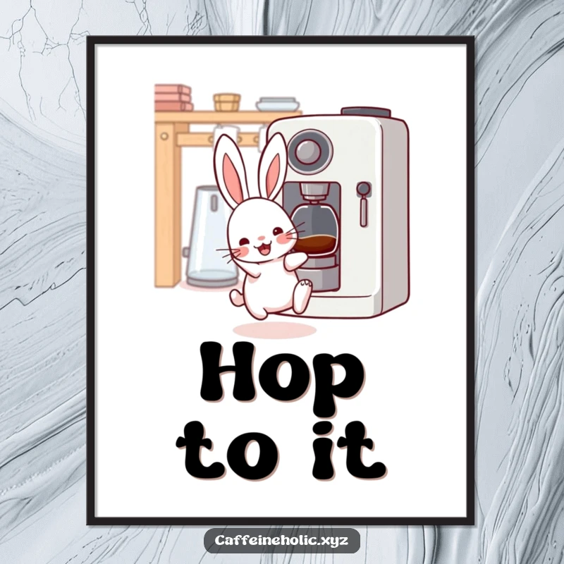 Printable funny kawaii rabbit digital art, featuring an excited, energetic bunny with twitching whiskers, ready to bring joy.