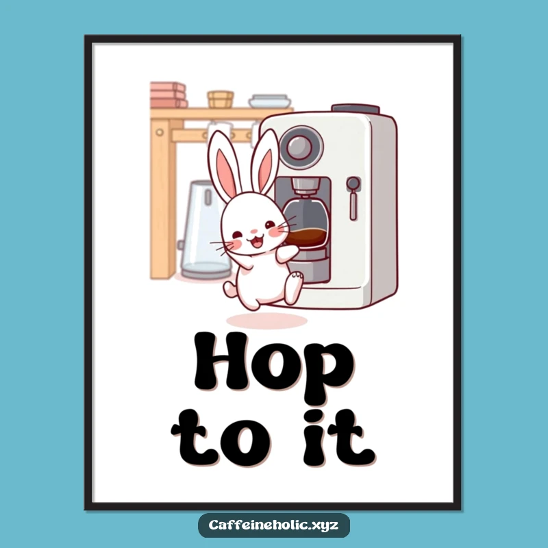 Printable Funny Kawaii Rabbit Art: Instant Energy for Your Walls