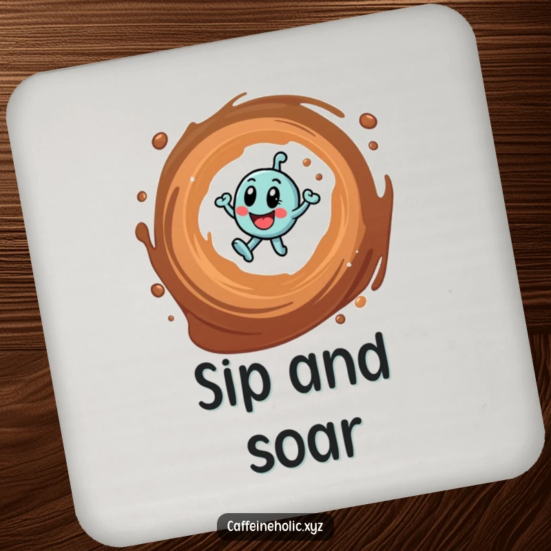 Funny drink coasters featuring a caffeine molecule design, protecting surfaces with a humorous coffee-themed flair.