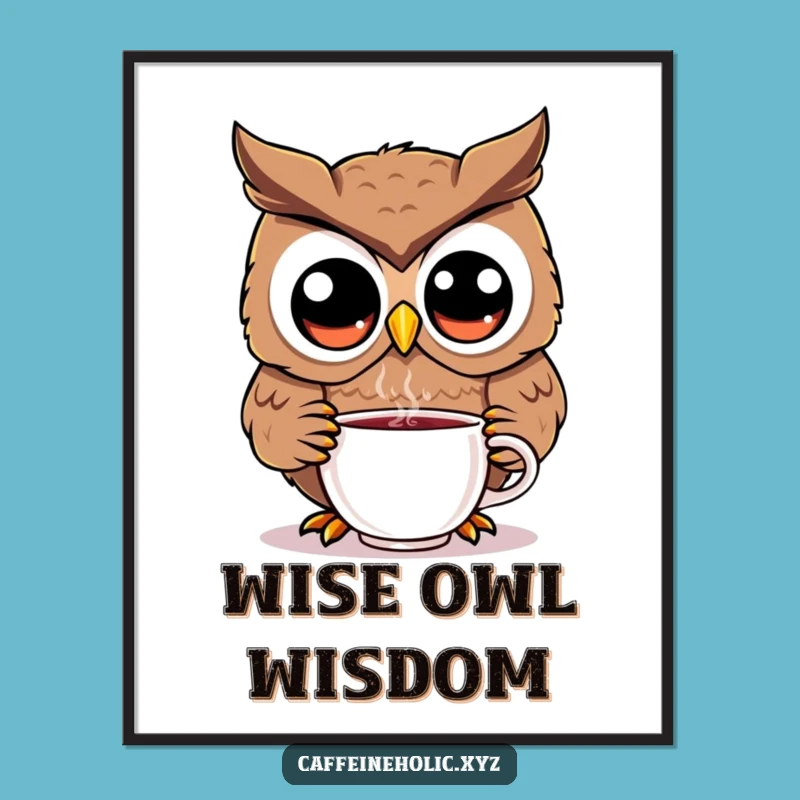 Funny Kawaii Owl Poster: Adorable Art to Brighten Your Space