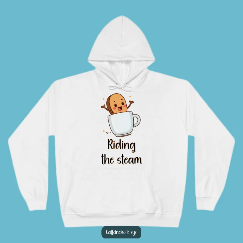 Funny Coffee Bean Adventure Hoodie: Cozy Steaming Mug Wear, Amazing Gift