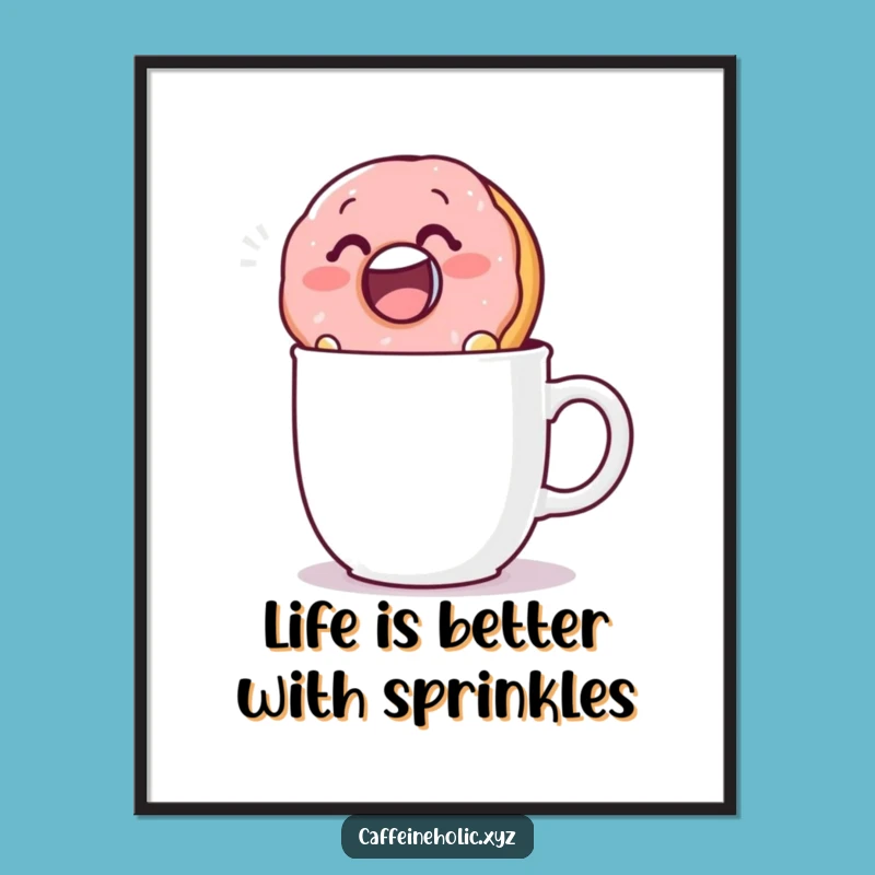 Free Printable Wall Art: Humorous Donut Dunking Coffee Lover Decor