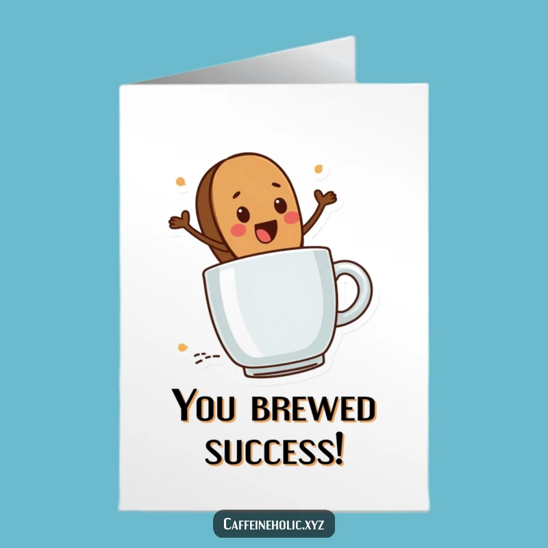 Free Printable Congrats Card: Coffee Bean Mug Adventure - Funny Downloadable Achievement Gift