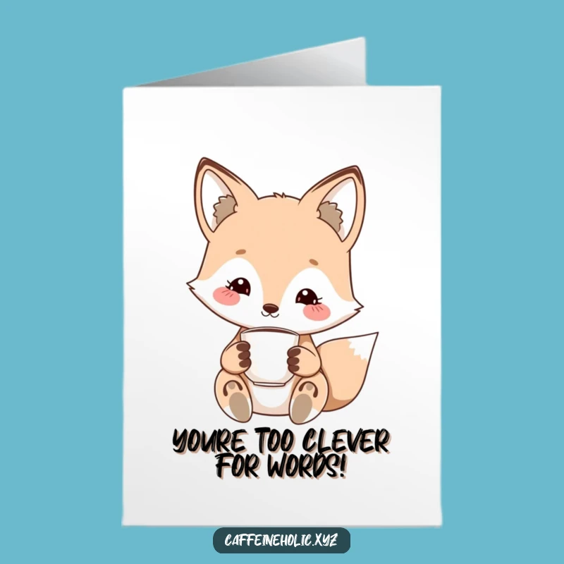 Free Printable Congrats Card: Kawaii Fox and espresso, a stylish downloadable gift!