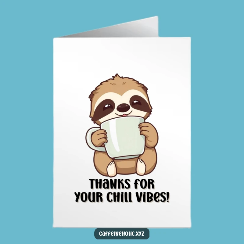 Free Printable Thank You Card: Sloth Coffee Time, Funny Downloadable