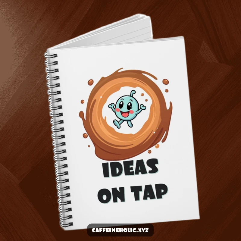 Funny notebook with a caffeine molecule design, perfect for jotting down notes and ideas with a humorous touch.