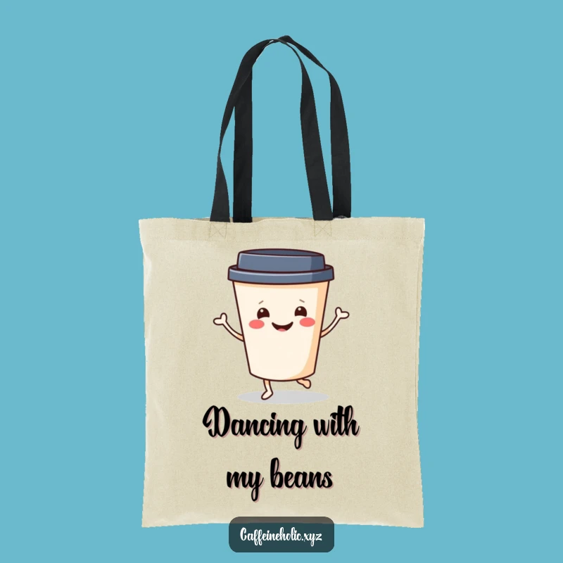 Funny Coffee Commuter Tote Bag: Smiling Cup Dancer, Ideal Gift
